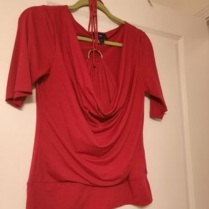 Elbow Length Red Blouse